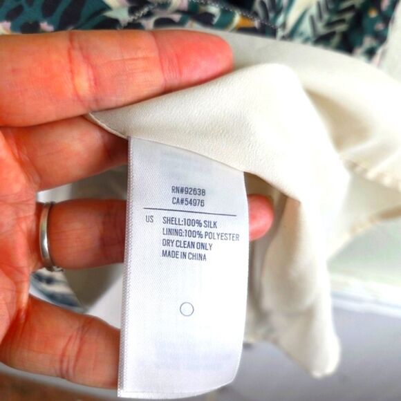 Fossil Boho Forest Leaf Silk Knee Length Shift Dress Size XS - Picture 9 of 9